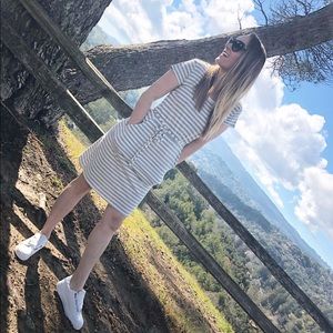 Striped Grey and White cotton dress